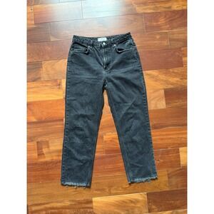 Free People We The Free Straight Leg Jeans Faded Black Size 29 Raw Hem